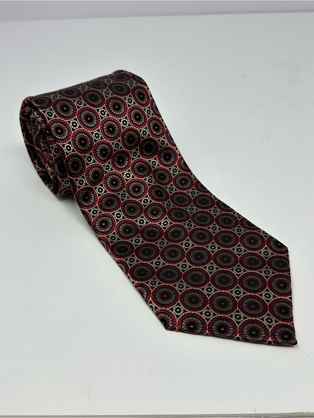 DC Daniel Craig 100% Silk Tie NeckTie Multicolor Geometric Circle Print Y8